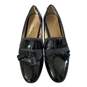 Zara | Women’s Elegant Black Patent Tassel Loafers Low Heel, Euro Size 38 US 7.5